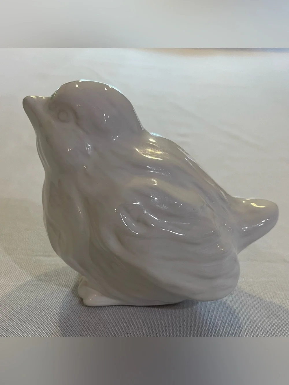 White Ceramic Bird Figurine Small Sparrow Cottage Farmhouse Shelf Decor